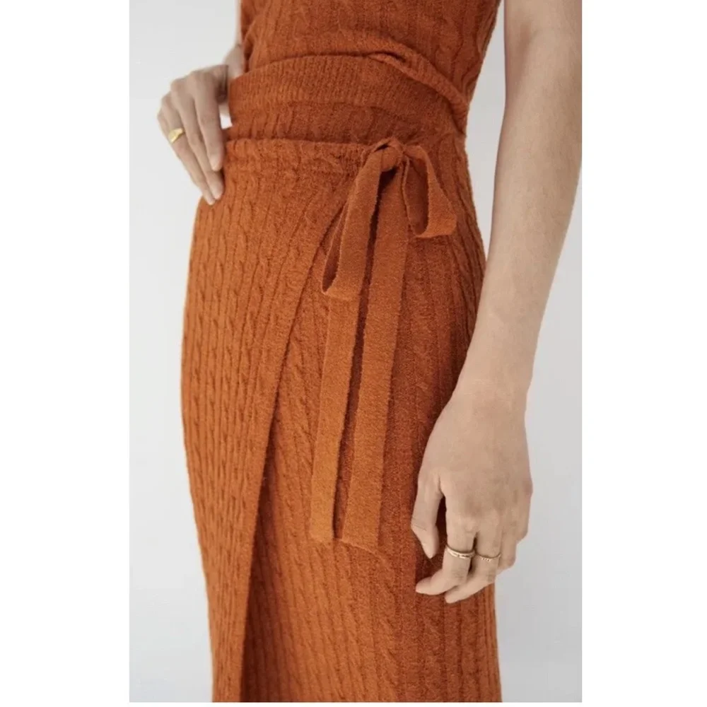 Anthropologie Current Air Ribbed Knit Skirt Set New Size XS ANTHRO Boho Midi NWT - Picture 5 of 6